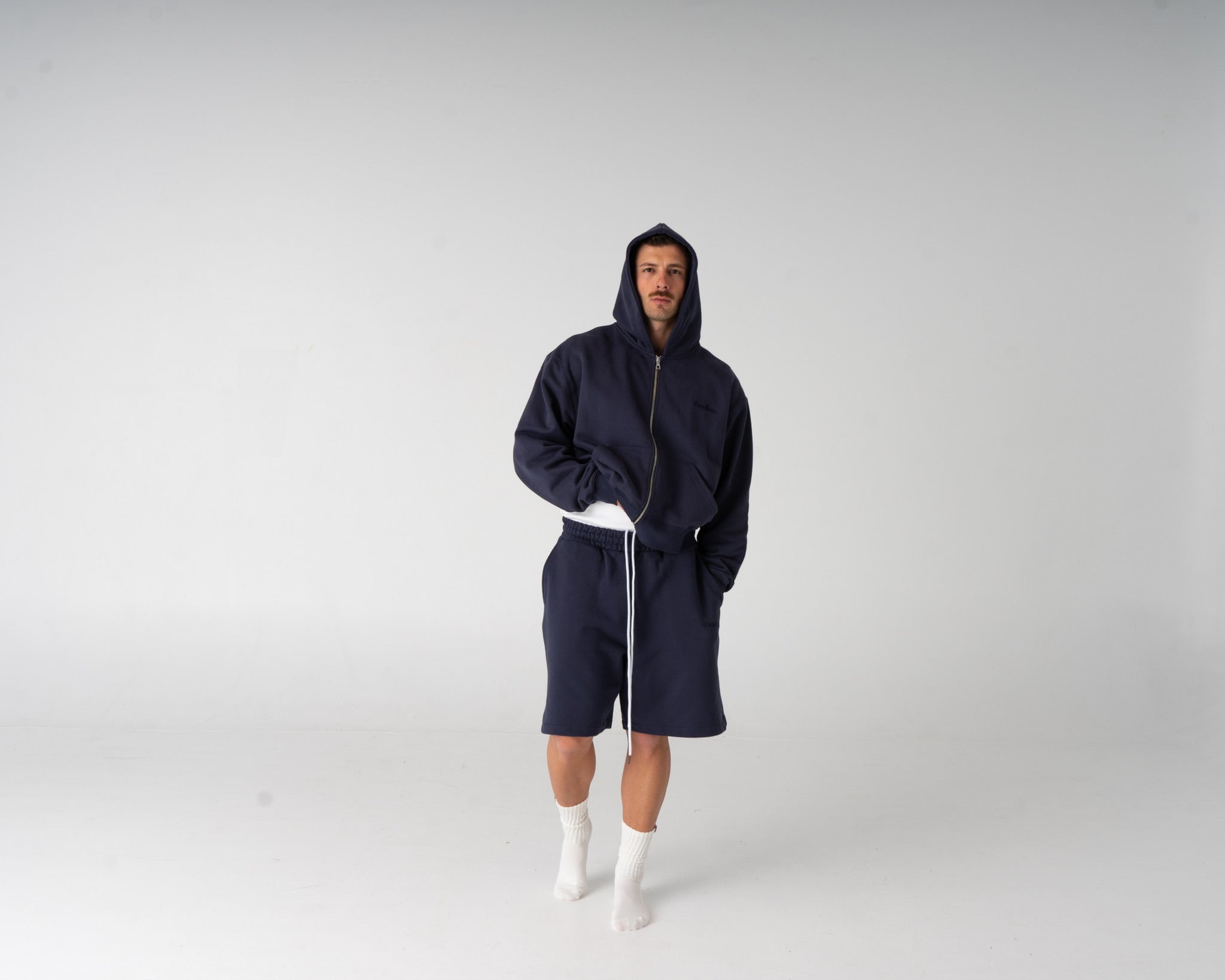 Lounge Zipped Hoodie - NAVY