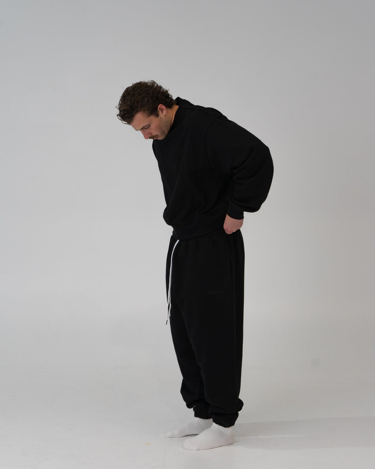 Lounge Track Pant Cuffed - BLACK