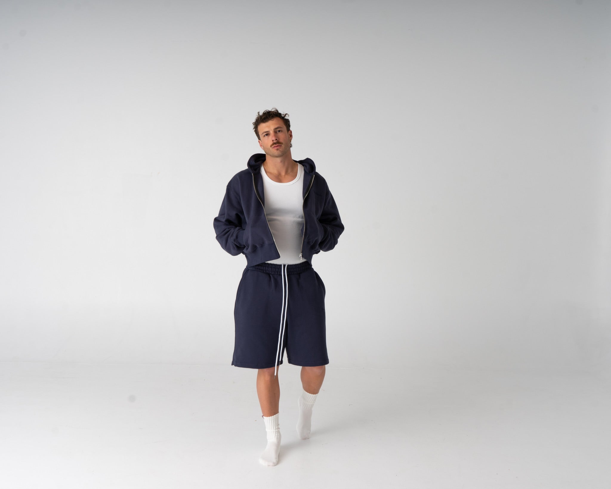 Lounge Zipped Hoodie - NAVY
