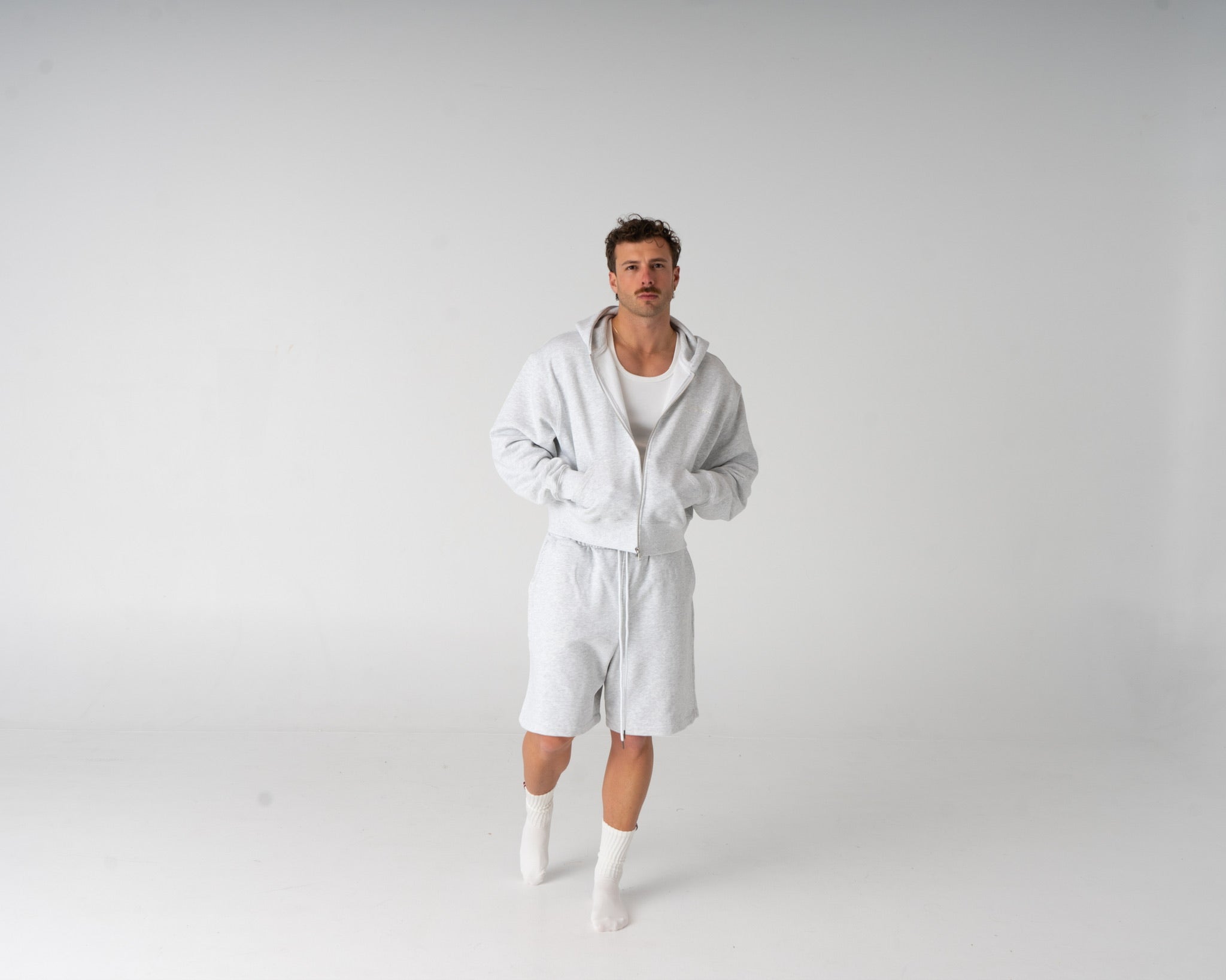 Lounge Zipped Hoodie - LIGHT GREY