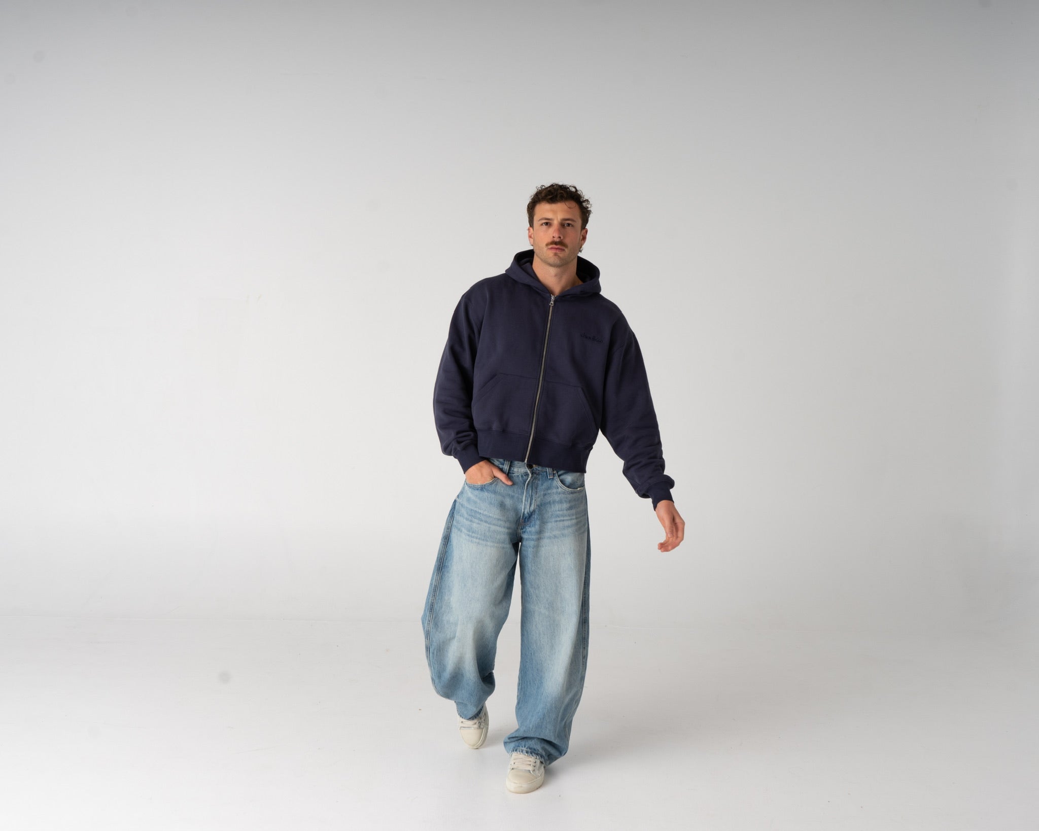 Lounge Zipped Hoodie - NAVY