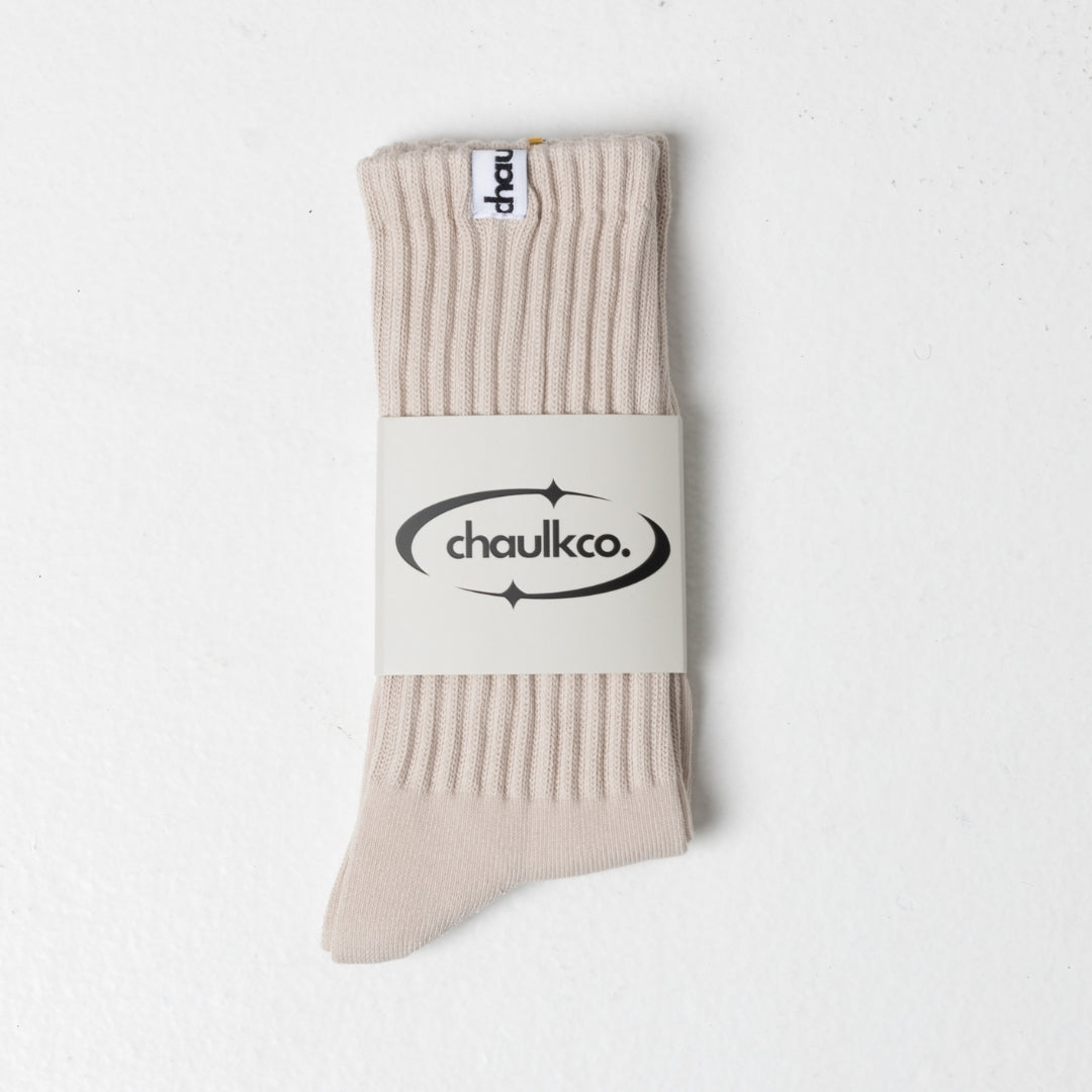 Signature Socks - Beige/White