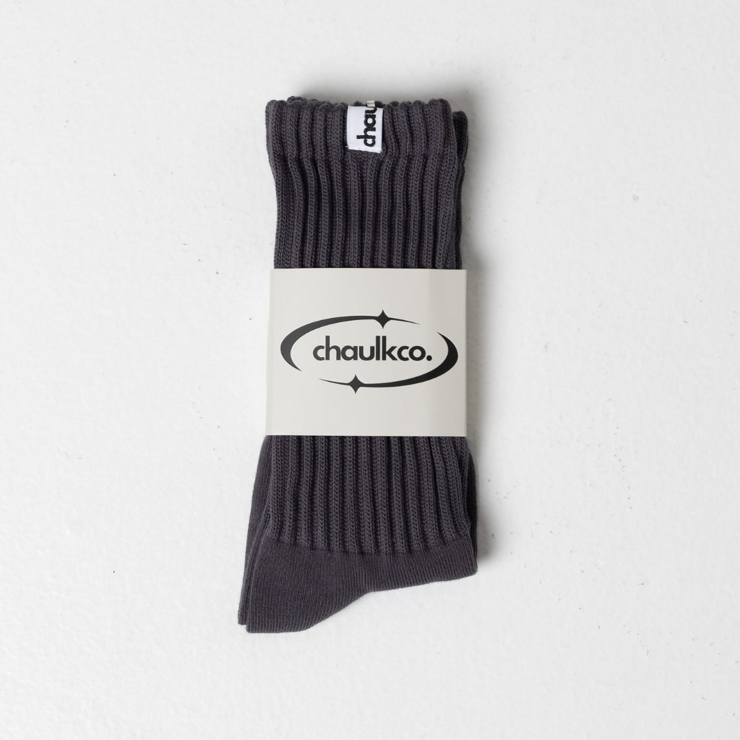 Signature Socks - Charcoal/White