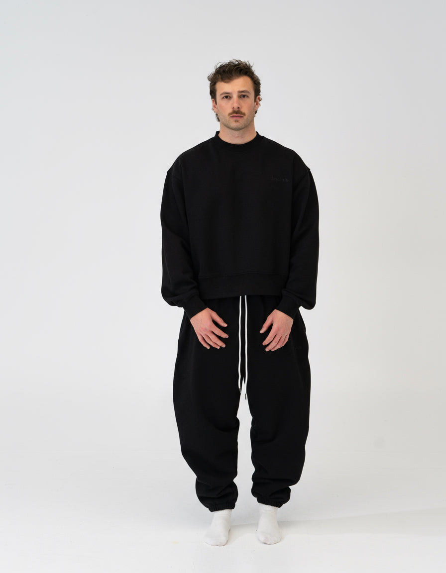 Lounge Track Pant Cuffed - BLACK