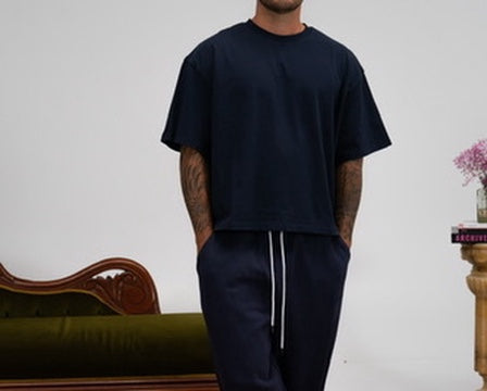 Cropped Tee - Navy