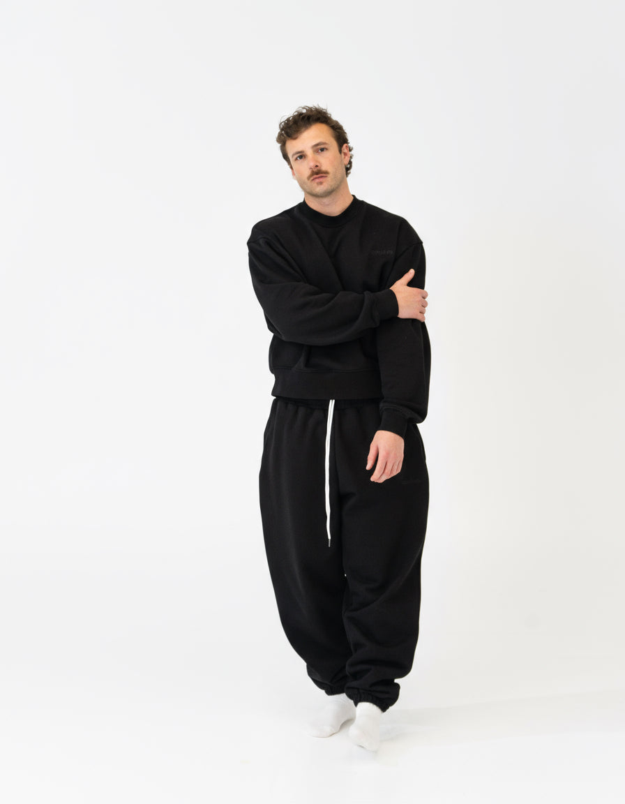 Lounge Track Pant Cuffed - BLACK