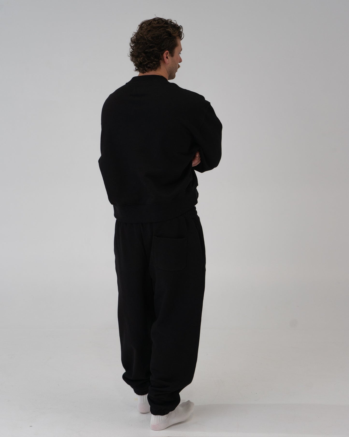 Lounge Track Pant Cuffed - BLACK