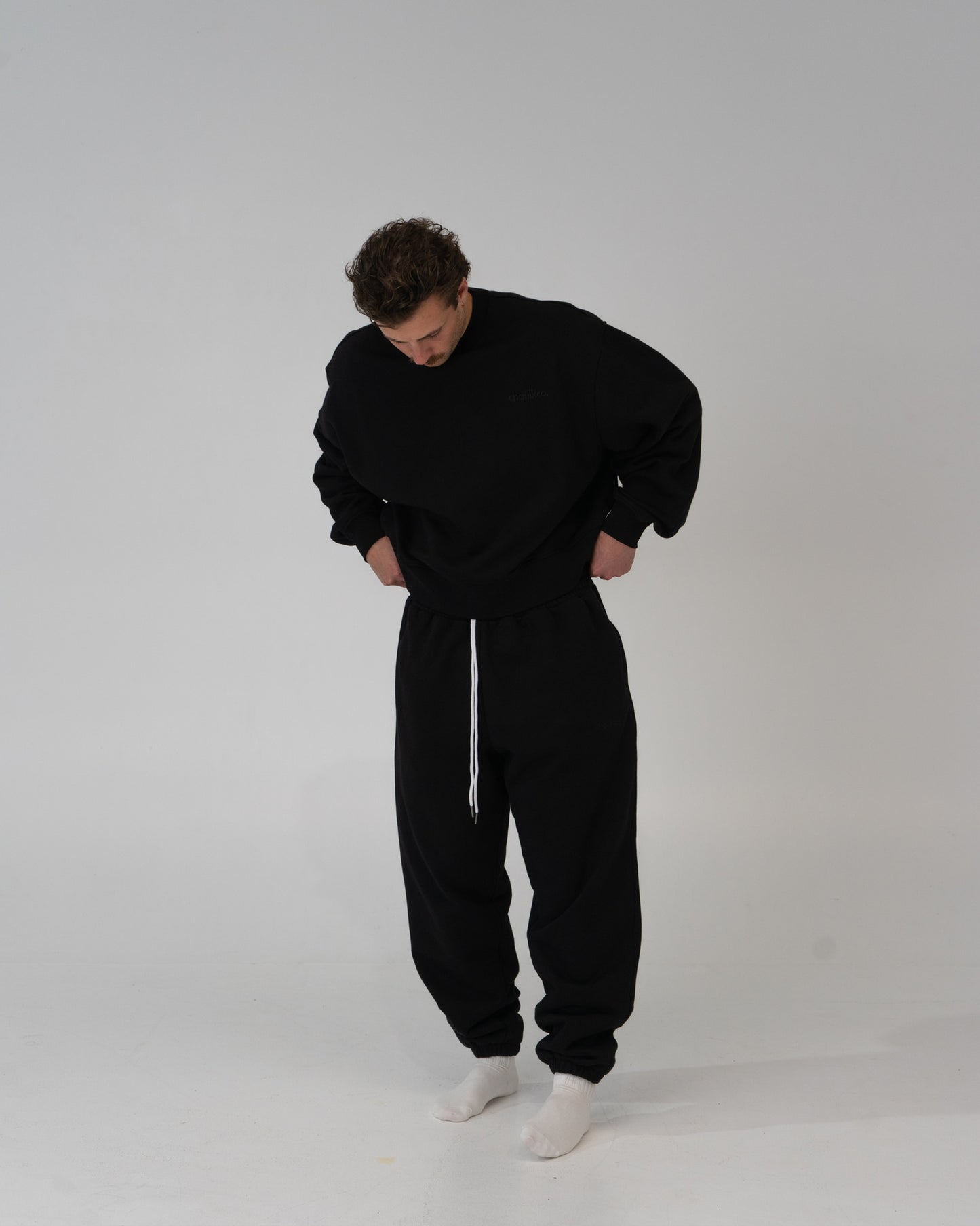Lounge Track Pant Cuffed - BLACK