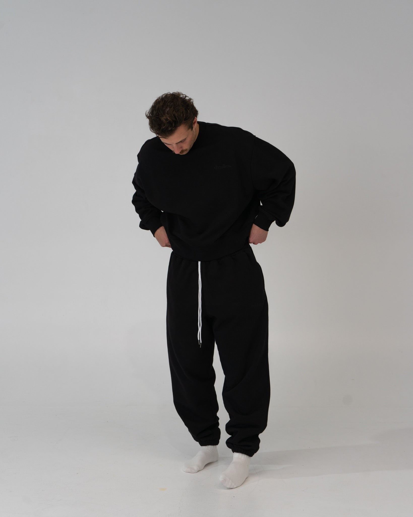 Lounge Track Pant Cuffed - BLACK