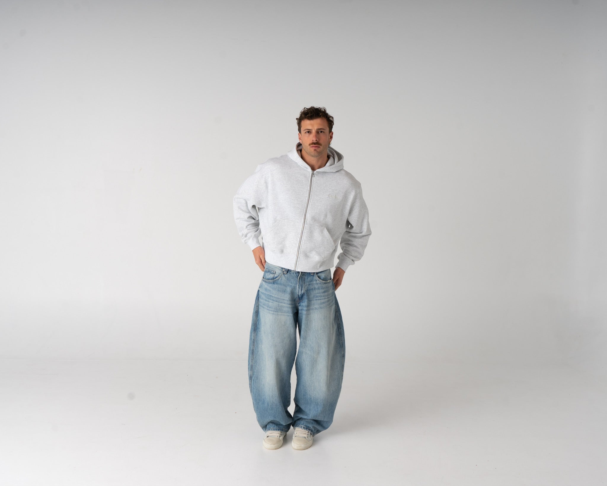 Lounge Zipped Hoodie - LIGHT GREY