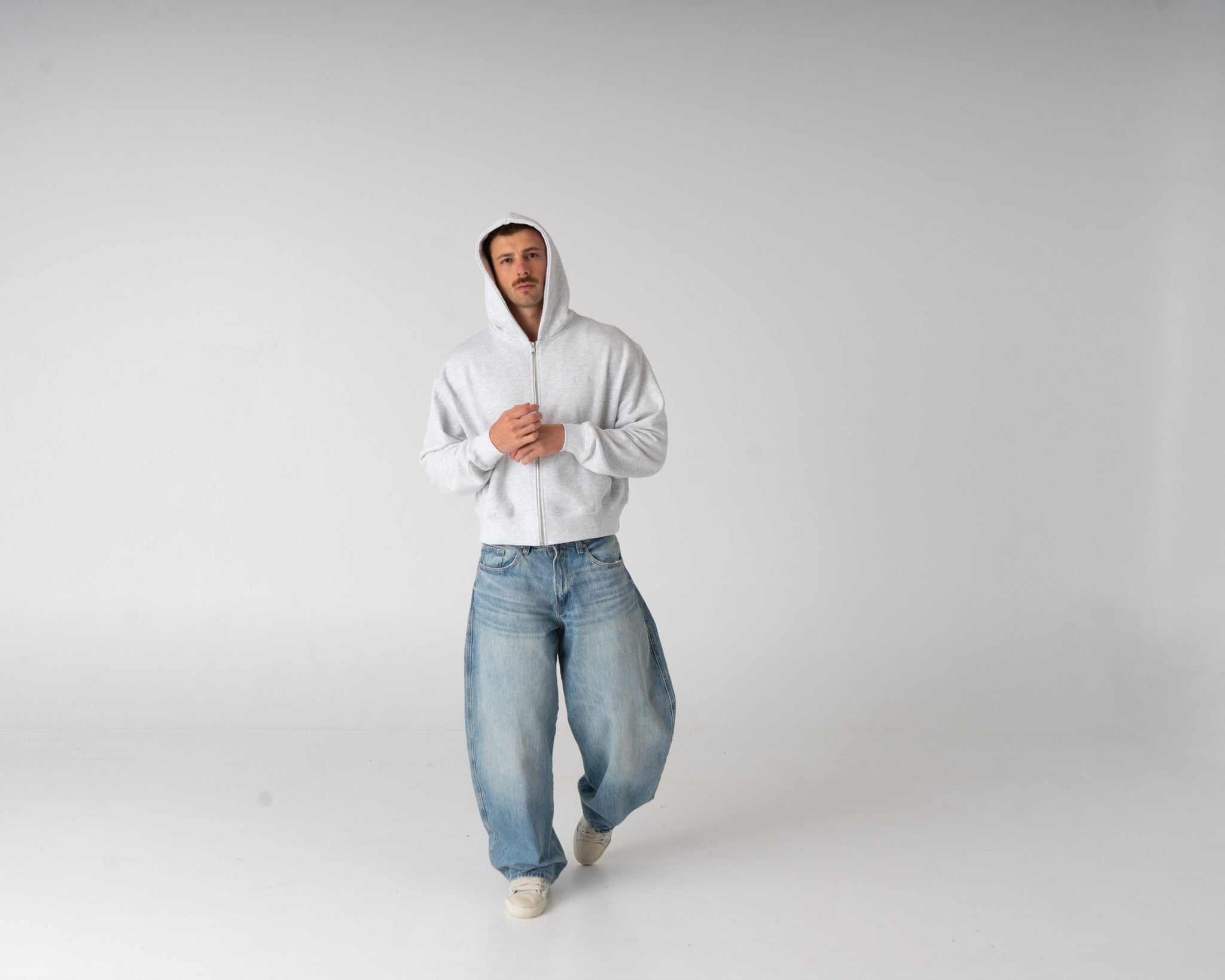 Lounge Zipped Hoodie - LIGHT GREY