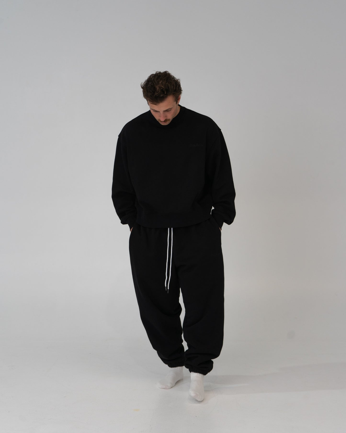 Lounge Track Pant Cuffed - BLACK