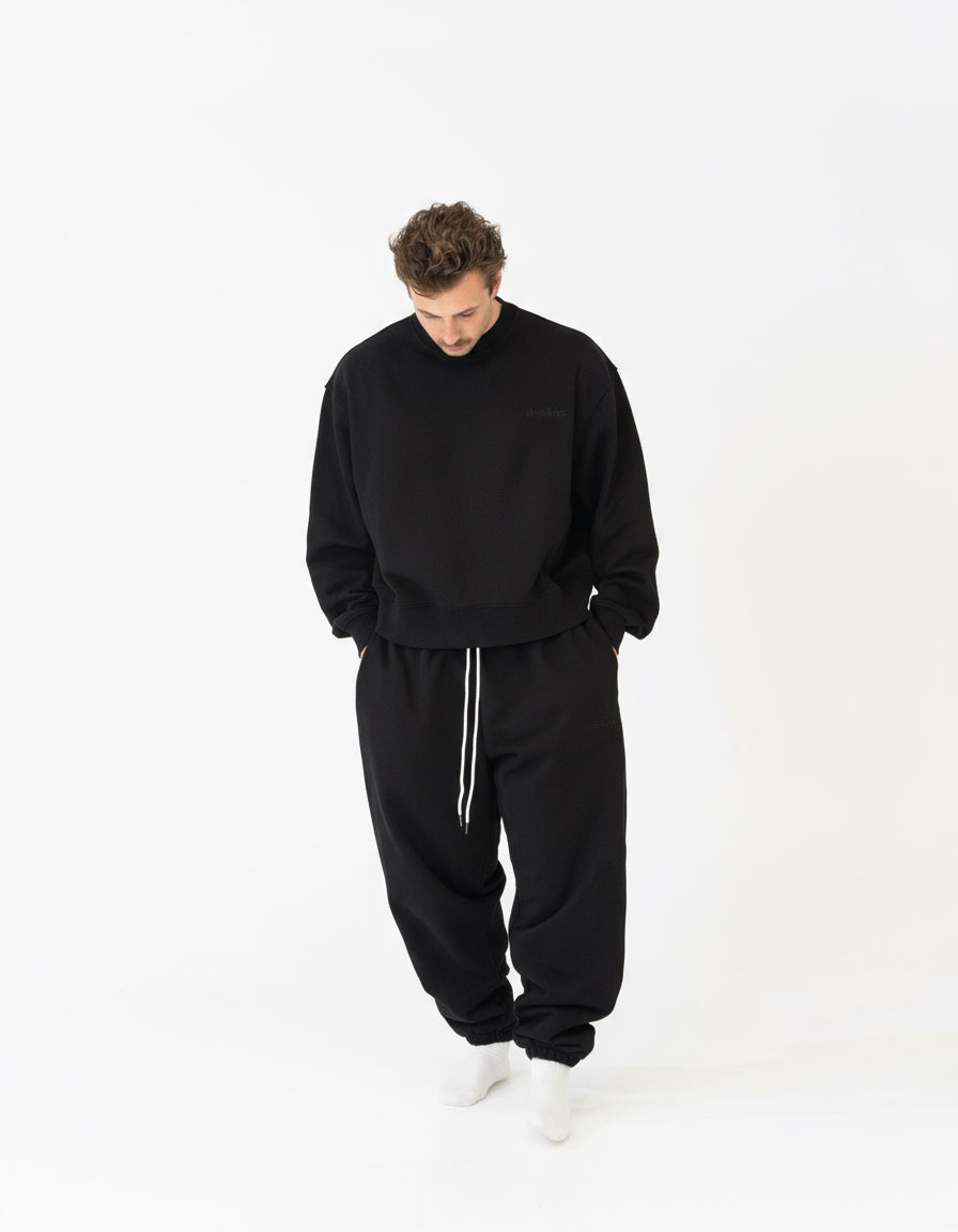 Lounge Track Pant Cuffed - BLACK