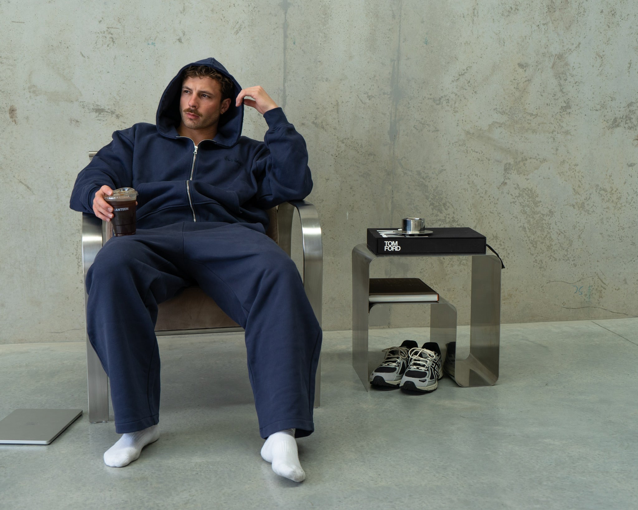 Lounge Zipped Hoodie - NAVY